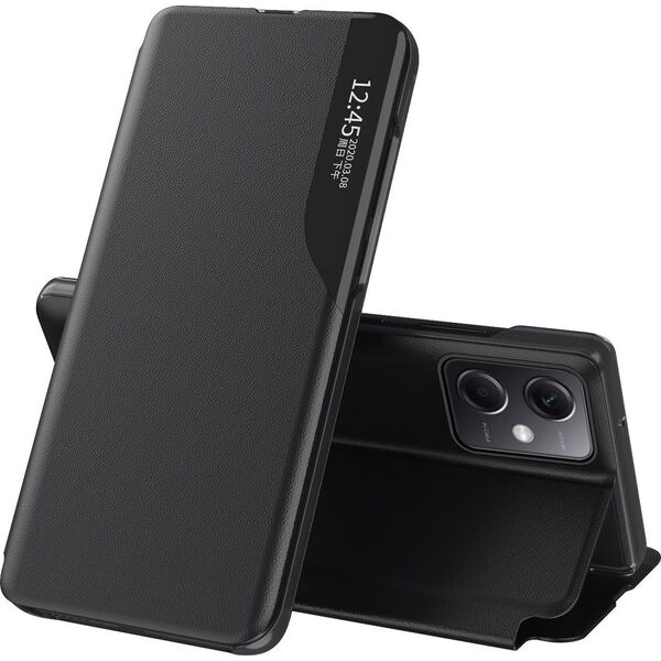Hurtel Eco Leather View Case etui do Xiaomi Redmi Note 12 5G / Poco X5 5G z klapką podstawka czarne 12895019 9145576275764