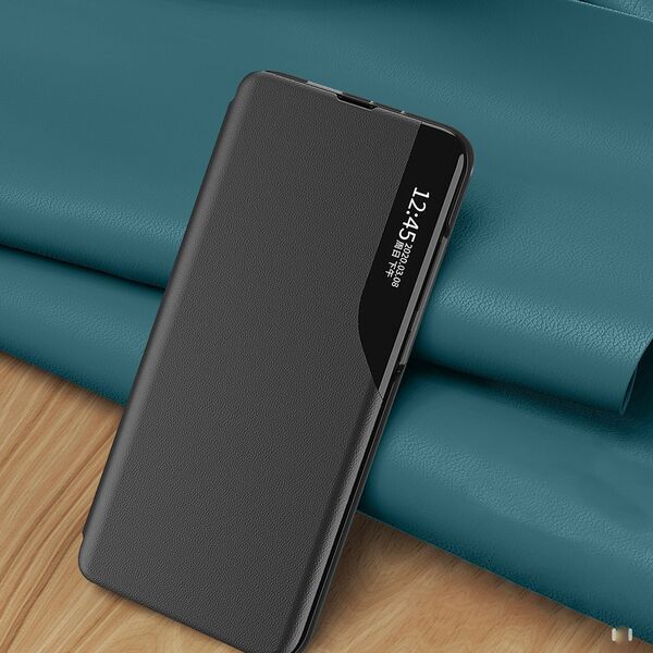 Hurtel Eco Leather View Case etui do Xiaomi Redmi Note 12 5G / Poco X5 5G z klapką podstawka czarne 12895019 9145576275764