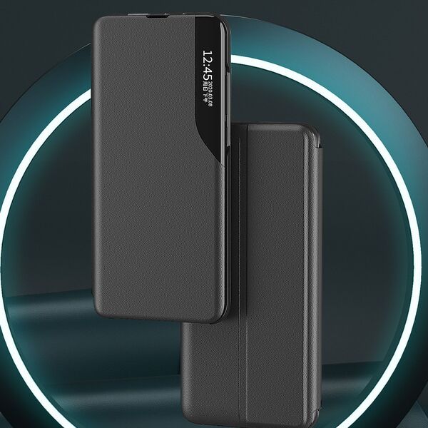 Hurtel Eco Leather View Case etui do Xiaomi Redmi Note 12 5G / Poco X5 5G z klapką podstawka czarne 12895019 9145576275764