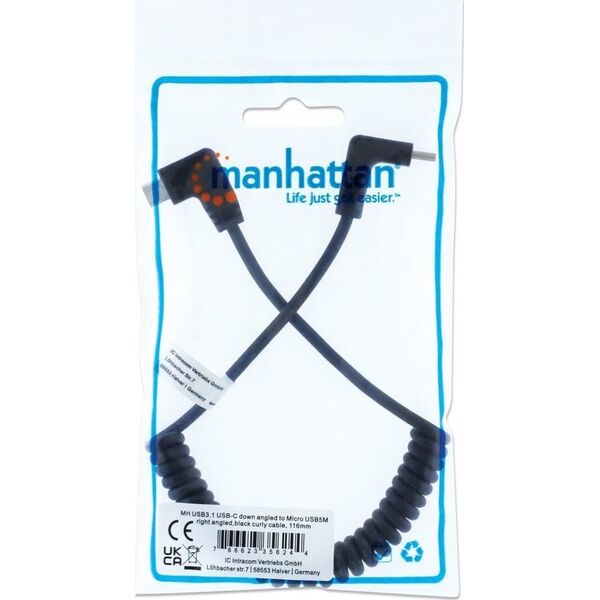 Kabel USB Manhattan USB-C - microUSB Czarny (356244) 12899590 766623356244