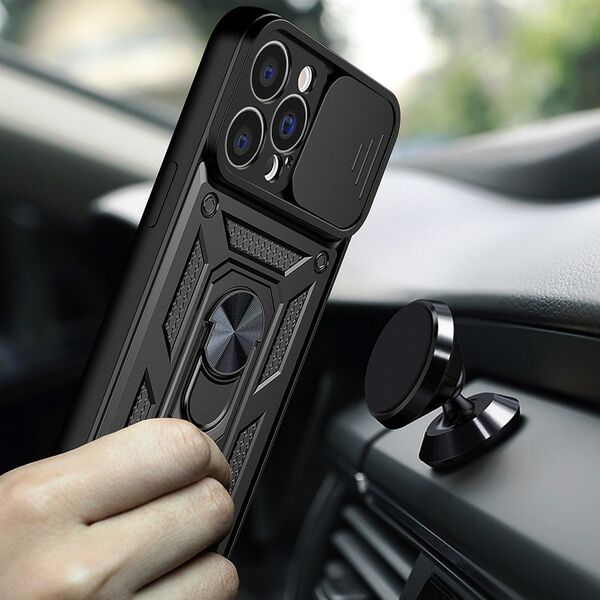 Hurtel Hybrid Armor Camshield etui Motorola Moto G62 5G pancerny pokrowiec z osłoną na aparat czarne 12901337 9145576272978