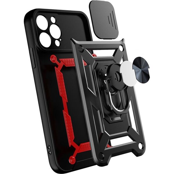 Hurtel Hybrid Armor Camshield etui Motorola Moto G62 5G pancerny pokrowiec z osłoną na aparat czarne 12901337 9145576272978