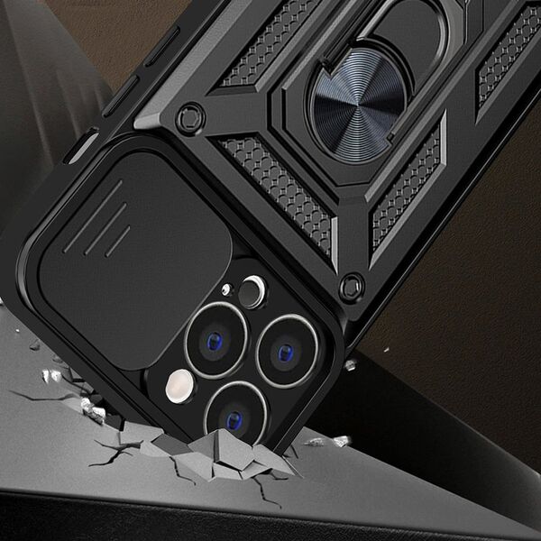 Hurtel Hybrid Armor Camshield etui Realme 10 Pro+ pancerny pokrowiec z osłoną na aparat czarne 12901338 9145576272947