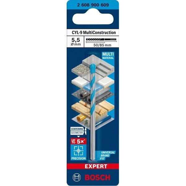 Wiertło Bosch BOSCH WIERTŁO CYL-9 MULTICONSTRUCTION  5,5 x 50 x 85mm EXPERT 12940780 4059952539027
