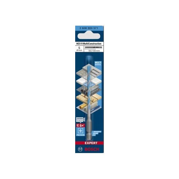 Wiertło Bosch BOSCH WIERTŁO HEX-9 MULTICONSTRUCTION  5 x 50 x 100mm 12940837 4059952538648