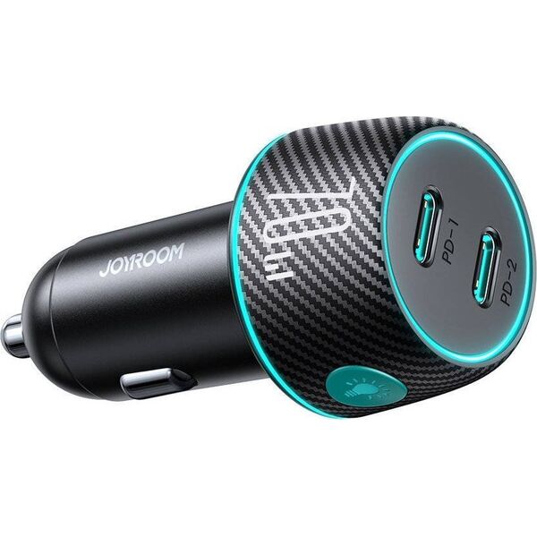 Ładowarka Joyroom Ładowarka samochodowa Joyroom JR-CCN02 2x USB-C 70W LED czarna 12940963 6956116747169