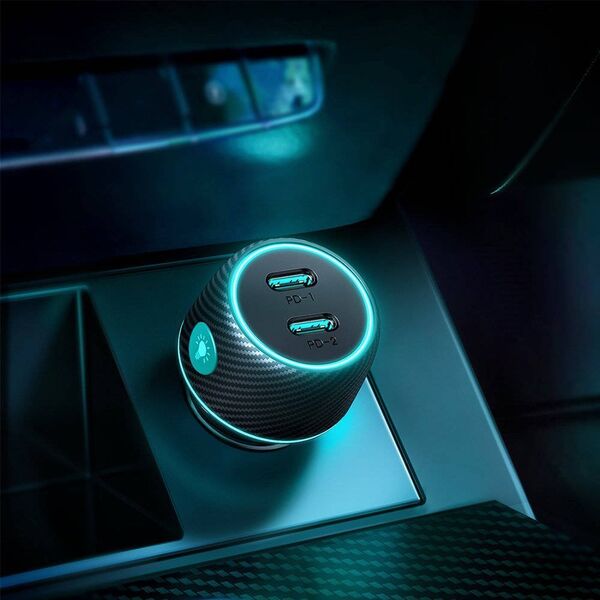 Ładowarka Joyroom Ładowarka samochodowa Joyroom JR-CCN02 2x USB-C 70W LED czarna 12940963 6956116747169