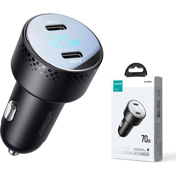 Ładowarka Joyroom Ładowarka samochodowa Joyroom JR-CCD02 2x USB-C 70W LED czarna 12940964 6956116776855
