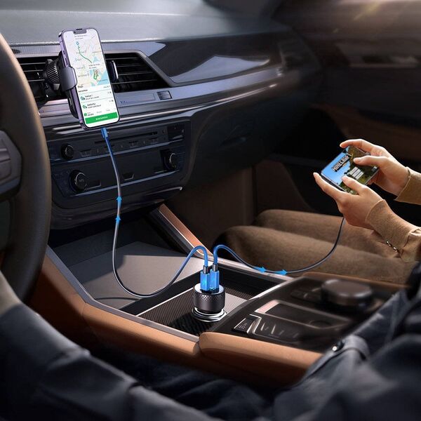 Ładowarka Joyroom Ładowarka samochodowa Joyroom JR-CCD02 2x USB-C 70W LED czarna 12940964 6956116776855