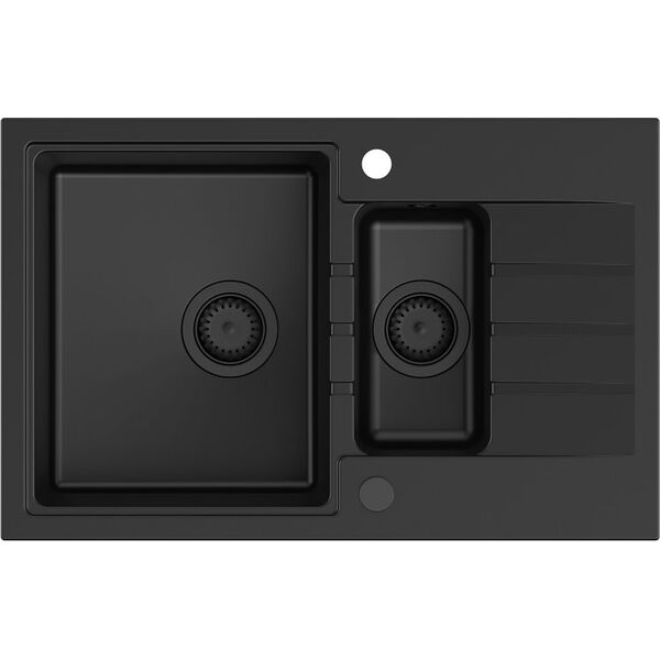 Zlewozmywak GraniteQ PETER 156 GraniteQ zlewozmywak granitowy pure carbon 1,5-komorowy z/o (78x50x20) z syfonem pure carbon i zaślepką kol. czarny 12945658 5904310998192