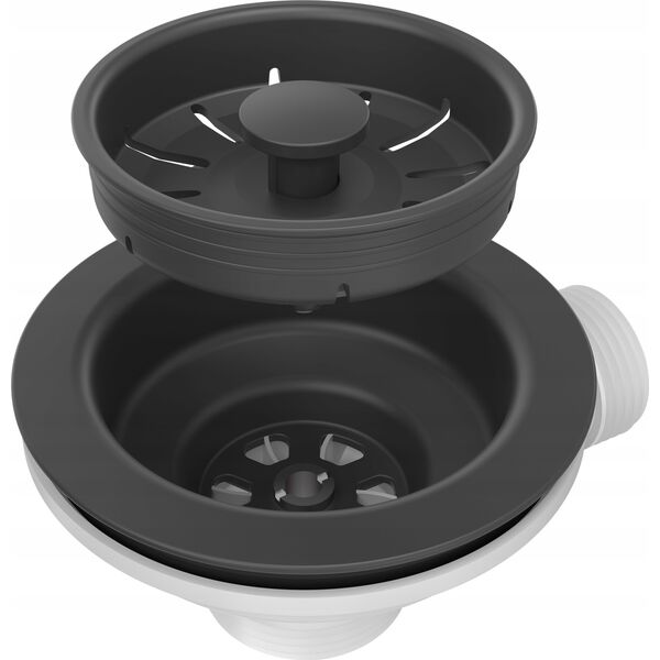Zlewozmywak GraniteQ JOHNNY 111 GraniteQ zlewozmywak granitowy Pure Carbon 1-komorowy z/o (77x44x18,5), z syfonem black + bateria Kate Pure Carbon + dozownik + Qmata 12945660 5904310996778