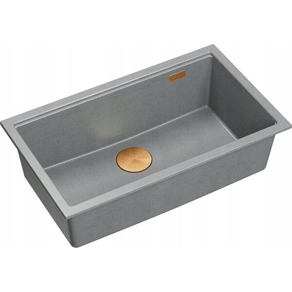 Zlewozmywak GraniteQ LOGAN 110 GraniteQ zlewozmywak silver stone 76x44x23,5 cm 1-komorowy wpuszczany z syfonem manualnym miedziany 12945709 5905505500084