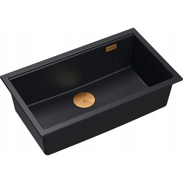 Zlewozmywak GraniteQ LOGAN 110 GraniteQ zlewozmywak pure carbon 76x44x23,5 cm 1-komorowy podwieszany z syfonem manualnym miedziany 12945716 5905505500152
