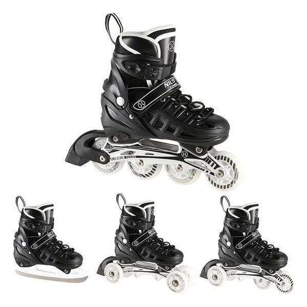 Rolki Nils Extreme NH10905 4w1 CZARNE LED ROZM. S(31-34) ŁYŻWOROLKI Z WYM. PŁOZĄ HOKEJOWĄ NILS EXTREME 12966996 5907695520095