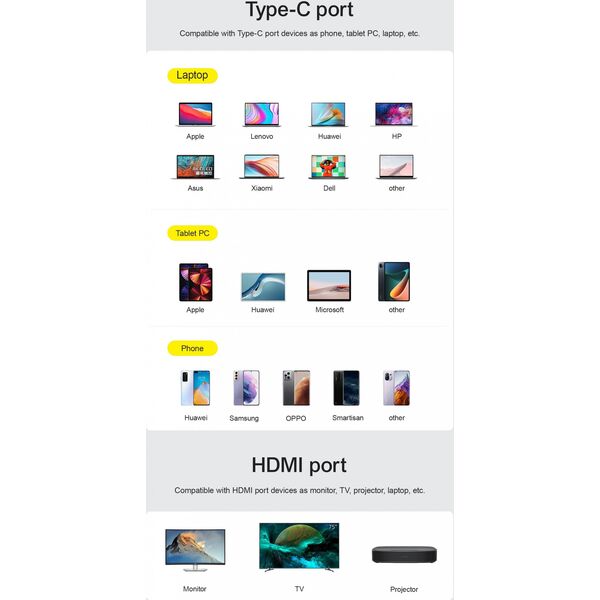 Kabel USB Joyroom USB-C - HDMI 2 m Szary (SY-20C1) 12971796 6941237165299