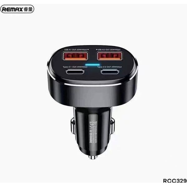 Ładowarka Remax Ładowarka samochodowa 2x USB, 2x USB-C, REMAX RCC329, 75W (czarna) 12993878 6954851202042