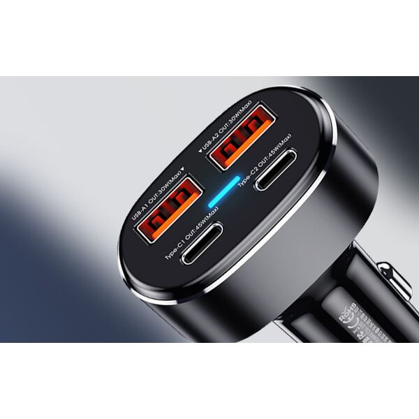 Ładowarka Remax Ładowarka samochodowa 2x USB, 2x USB-C, REMAX RCC329, 75W (czarna) 12993878 6954851202042