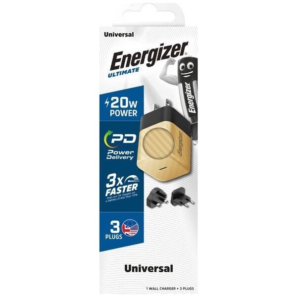 Ładowarka Energizer Energizer Ultimate - Ładowarka sieciowa Multiplug EU / UK / US GaN 20W PD (Złoty) 12996272 3492548232185