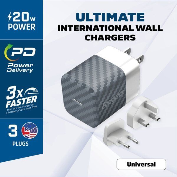 Ładowarka Energizer Energizer Ultimate - Ładowarka sieciowa Multiplug EU / UK / US GaN 20W PD (Srebrny) 12996273 3492548232208