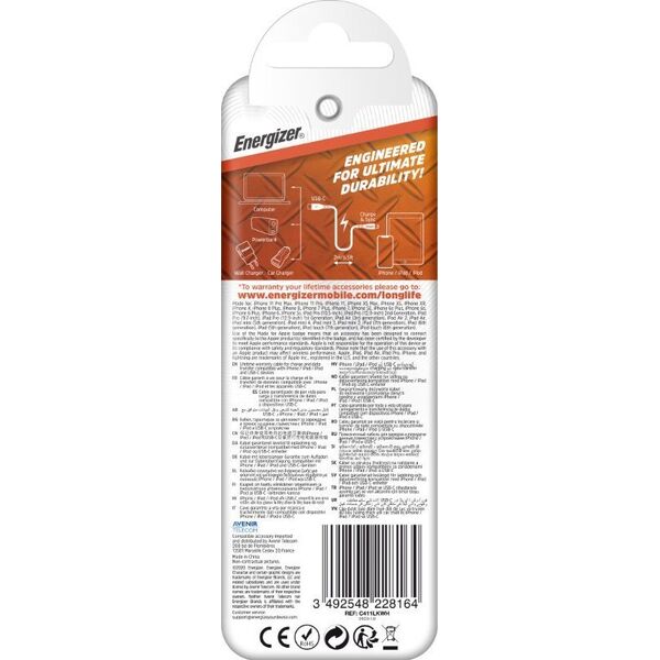 Kabel USB Energizer USB-C - Lightning 2 m Biały (C411LKWH) 12996284 3492548232291