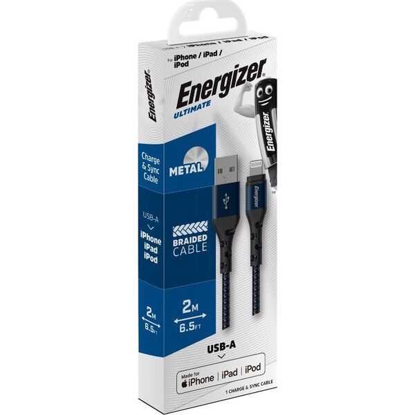 Kabel USB Energizer USB-A - Lightning 2 m Niebieski (C520LKBL) 12996290 3492548231638