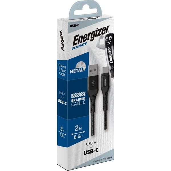 Kabel USB Energizer USB-A - USB-C 2 m Czarny (C520CKBK) 12996294 3492548231805