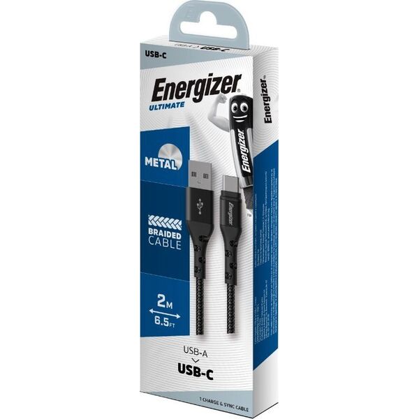 Kabel USB Energizer USB-A - USB-C 2 m Czarny (C520CKBK) 12996294 3492548231805