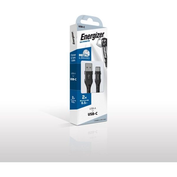 Kabel USB Energizer USB-A - USB-C 2 m Czarny (C520CKBK) 12996294 3492548231805
