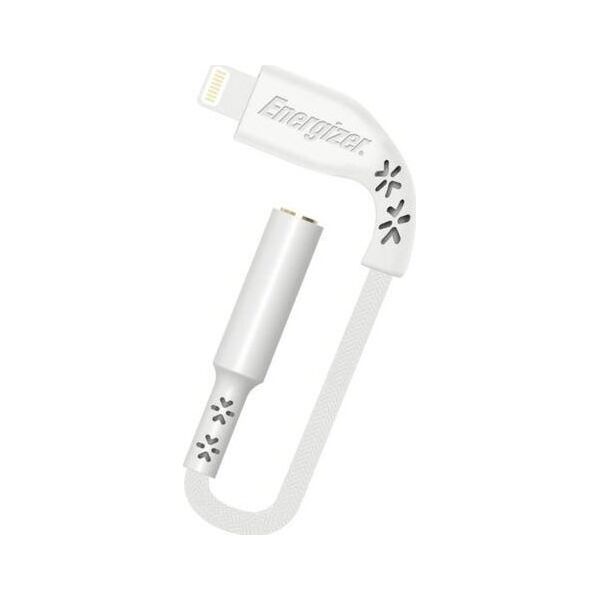 Adapter USB Energizer Energizer HardCase - Adapter audio Lightning do jack 3,5 mm certyfikat MFi 11 cm ROW (Biały) 12996317 3492548227228