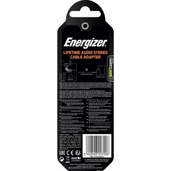 Adapter USB Energizer Energizer HardCase - Adapter audio Lightning do jack 3,5 mm certyfikat MFi 11 cm ROW (Biały) 12996317 3492548227228