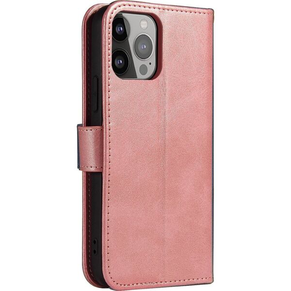 Hurtel Etui portfel z klapką podstawką do iPhone 15 Pro Max Magnet Case - różowe 13001895 9145576279328