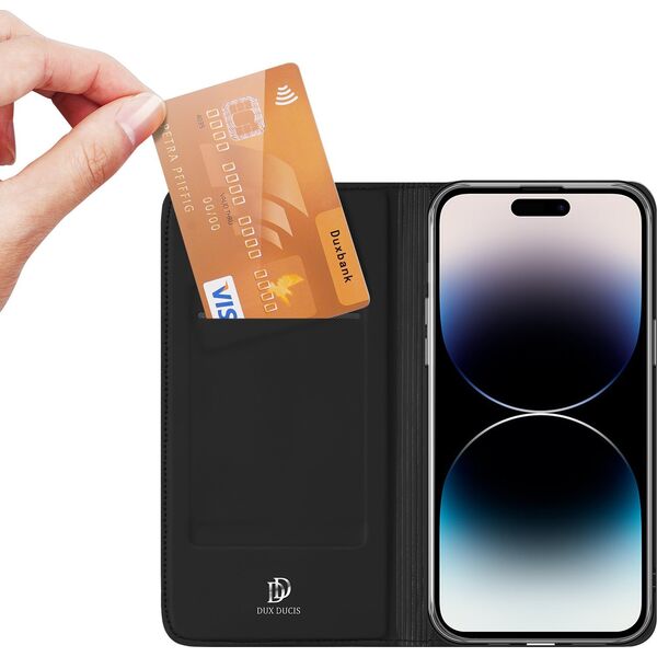 Dux Ducis Etui do iPhone 15 Pro pokrowiec z klapką i portfelem Dux Ducis Skin Pro - czarne 13001906 6934913025413
