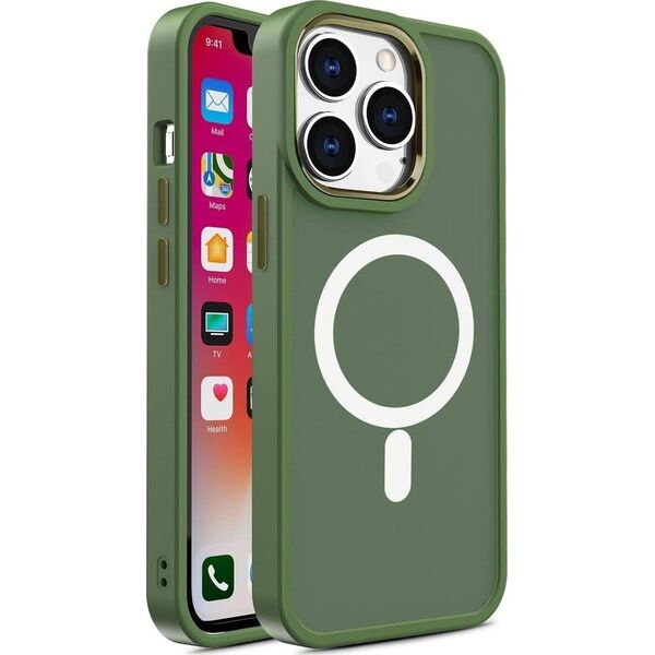 Hurtel Pancerne magnetyczne etui iPhone 14 Plus MagSafe Color Matte Case - zielone 13002284 9145576278796