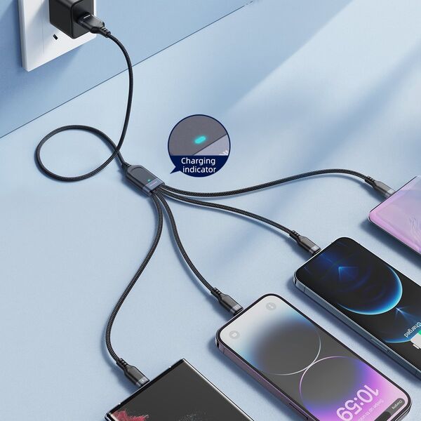 Kabel USB Joyroom USB-A - 2x USB-C + Lightning + microUSB 1.2 m Czarny (JYR777) 13027085 6956116758622