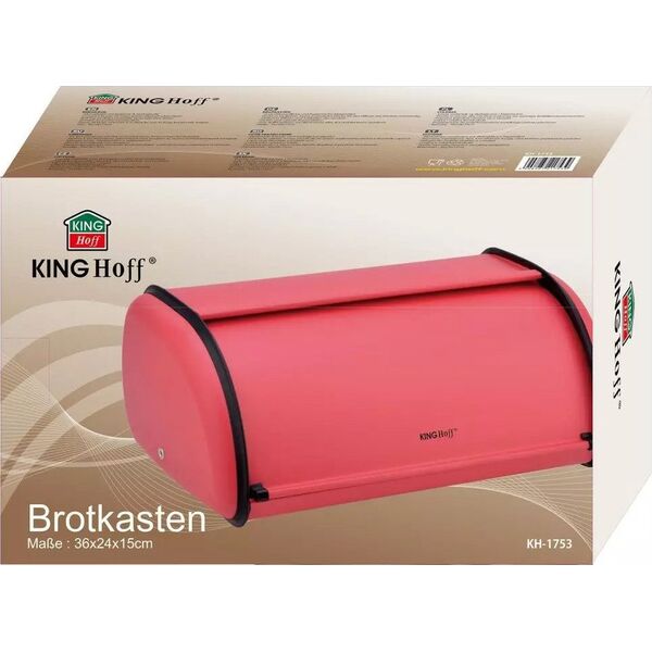 Chlebak KingHoff Chlebak metalowy KINGHoff 1753 pojemnik na pieczywo stalowy czerwony 13032239 5908287217539