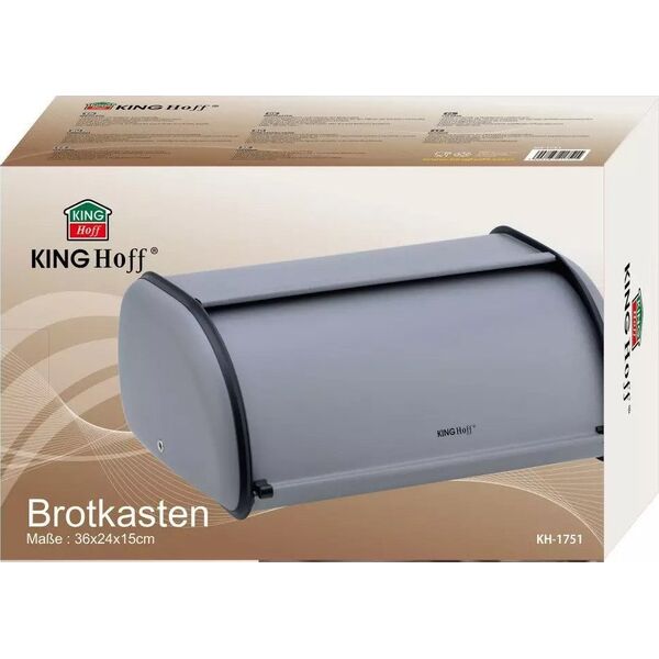 Chlebak KingHoff Chlebak metalowy KINGHoff 1751 pojemnik na pieczywo stalowy szary 13032240 5908287217515