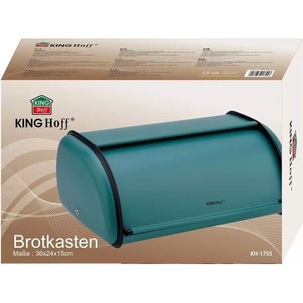 Chlebak KingHoff Chlebak metalowy KINGHoff 1755 pojemnik na pieczywo stalowy turkusowy 13032242 5908287217553