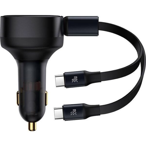 Ładowarka Baseus Ładowarka samochodowa Baseus Enjoyment z kablami USB-C, 33W (czarna) 13035288 6932172629267