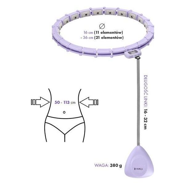HMS HHM14 HULA HOP VIOLET Z MAGNESAMI I OBCIĄŻNIKIEM + LICZNIK HMS 13050572 5907695552560