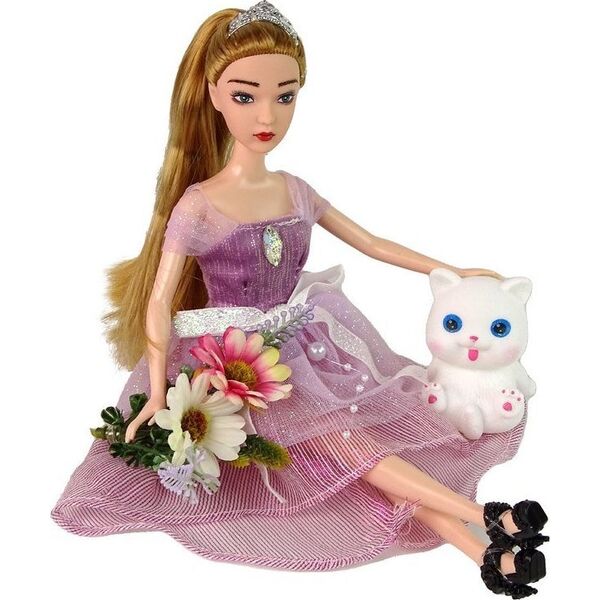 LeanToys Lalka Dla Dzieci Emily Długie Włosy Biały Kotek 13053162 5905679070000