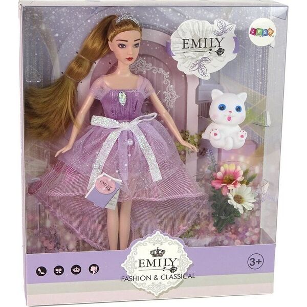 LeanToys Lalka Dla Dzieci Emily Długie Włosy Biały Kotek 13053162 5905679070000