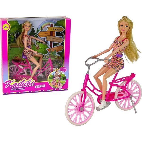 LeanToys Lalka na Rowerze Plastikowa Różowa 13053236 5905515355568