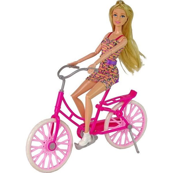 LeanToys Lalka na Rowerze Plastikowa Różowa 13053236 5905515355568