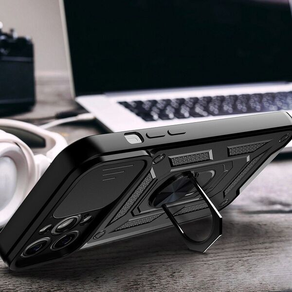 Hurtel HYBRID ARMOR CAMSHIELD ETUI VIVO Y16 / VIVO Y02S PANCERNY POKROWIEC Z OSŁONĄ NA APARAT CZARNE 13086995 9145576273036