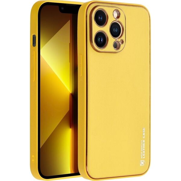 OEM Futerał LEATHER Case skórzany do IPHONE 14 PRO żółty 13087919 5903396164651