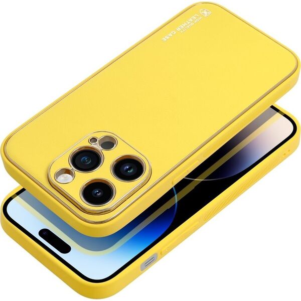 OEM Futerał LEATHER Case skórzany do IPHONE 14 PRO żółty 13087919 5903396164651