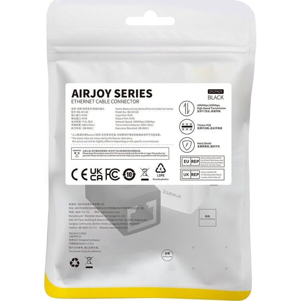 Baseus Złączka sieciowa Baseus, AirJoy series (czarny) 13098918 6932172630416