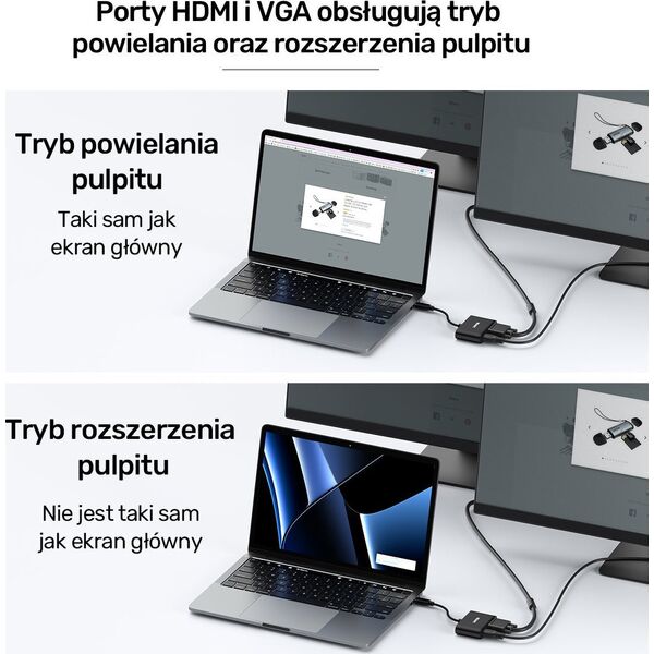 Stacja/replikator Unitek USB-C na HDMI 4K i VGA FullHD (V1168A) 13115015 4894160049339