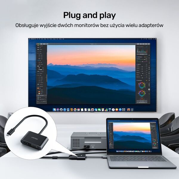 Stacja/replikator Unitek USB-C na HDMI 4K i VGA FullHD (V1168A) 13115015 4894160049339