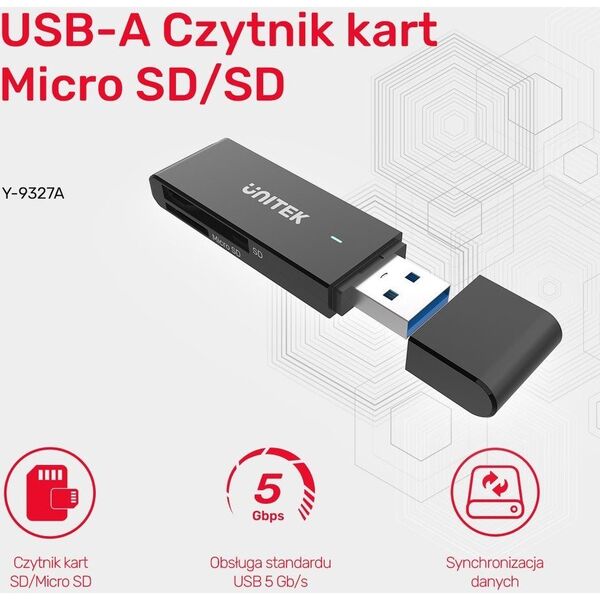 Czytnik Unitek Unitek Czytnik kart SD i microSD USB-A 13115017 4894160036438